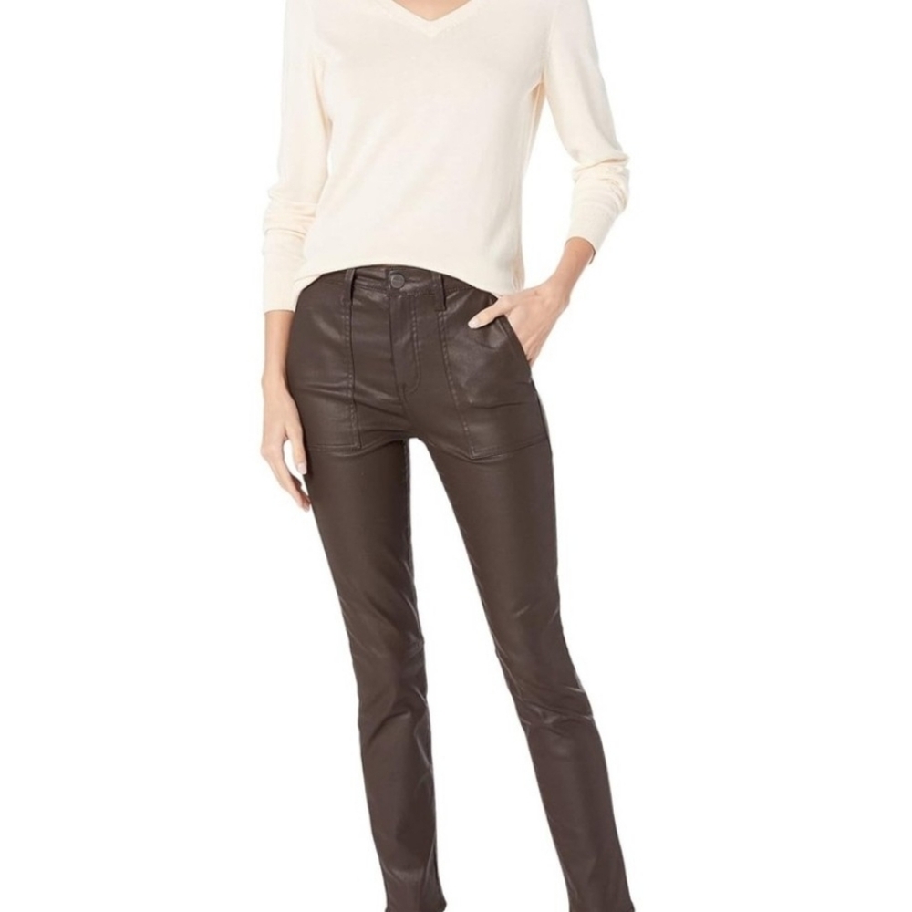 Sanctuary Coated Skinny Brown Straight Leg Pants